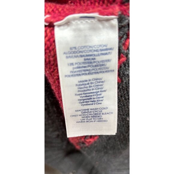 Chaps Womens Cardigan Sweater L Red Gray Southwest Aztec  Zip - Picture 6 of 6